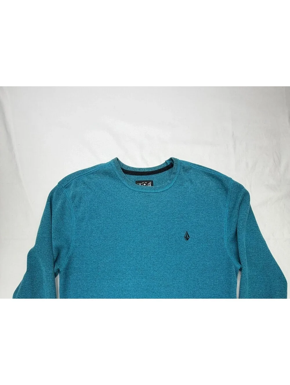 Volcom Men's Sweater Encore Marled Thermal Crew Neck Pullover Size Large Blue